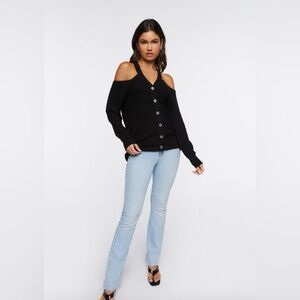 Open-Shoulder Sweater-Knit Top